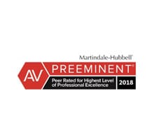 Martindale-Hubbell | AV Preeminent | Peer Rated for Highest Level of Professional Excellence 2018